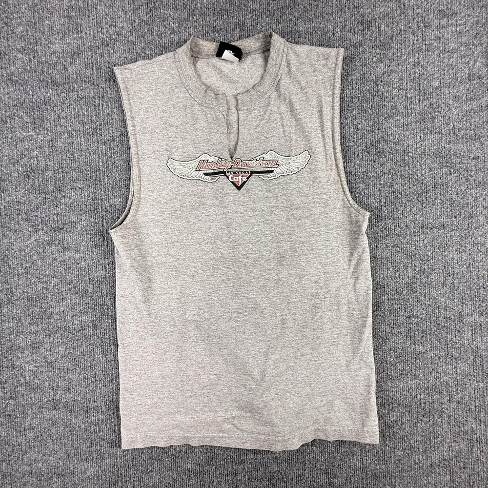 Harley-Davidson Shirt Mens Medium Gray Live Hard Ride Easy Las Vegas Cafe Tank